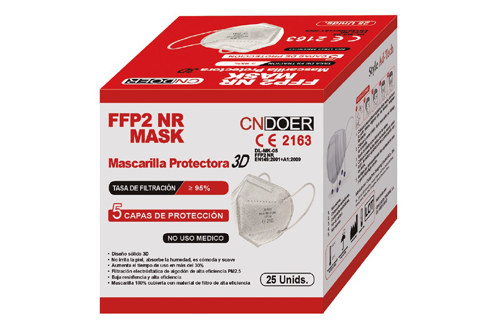 Caja de 25 unidades de mascarillas protectoras infantiles FFP2