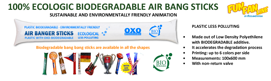 Ecologic Biodegradable Air Bang Stick · Fun Fan Line · Contact for more info