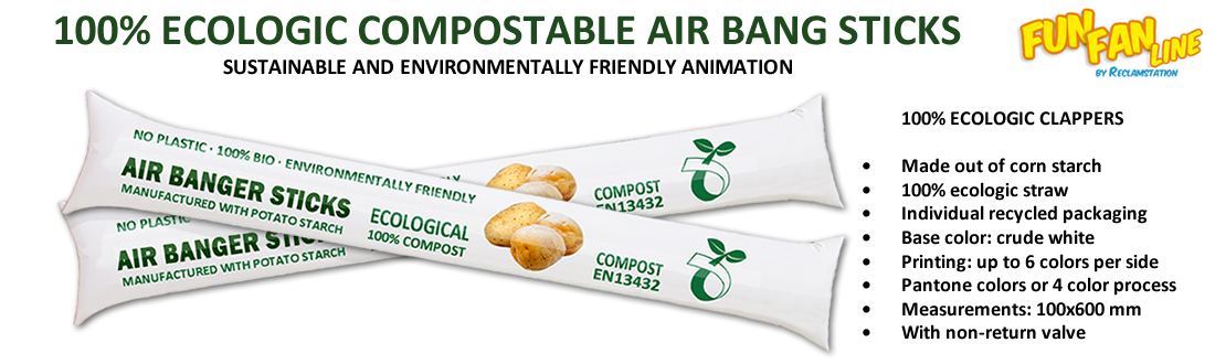 Ecologic compostable air bang stick · Fun Fan Line · Contact for more info