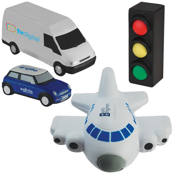 Vehículos antiestrés y figuras relacionadas con el transporte personalizados con logos o mensajes corporativos